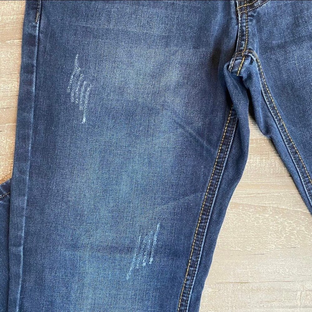 Blue Rag Dark Wash Mid Rise Distressed 5 Pockets Women's Jeans Size 30 - Picture 5 of 12